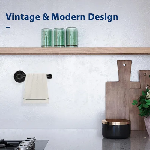 Miniatura 7 de NearMoon Portarrollos de papel higiénico de tubo industrial, resistente para baño, sala de estar y cocina, estilo rústico vintage de hierro a prueba