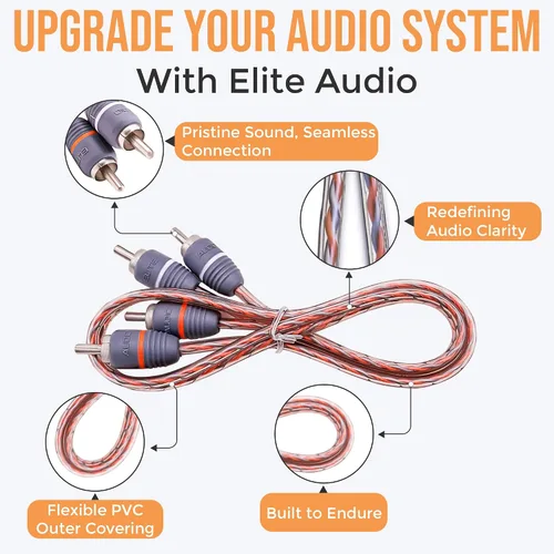 Miniatura 4 de Elite Audio EA-RCA1.5 Cable RCA estándar de 2 Ch - Par de cables trenzados macho a macho de 1.5 pies con reducción de ruido