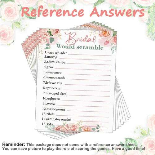 Miniatura 4 de Sosation 331 piezas de suministros para juegos de despedida de soltera, 5 juegos (50 tarjetas cada uno) tarjetas de juegos de boda, 1 juego