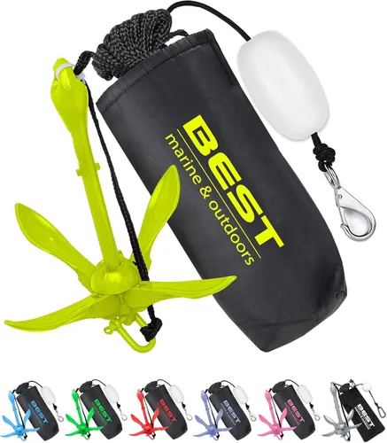 Miniatura 7 de Mejor marca marina y al aire libre Ancla para kayak, kit de sistema de anclaje de 3.5 libras para kayaks, canoas, tablas de paddle SUP y motos Azul