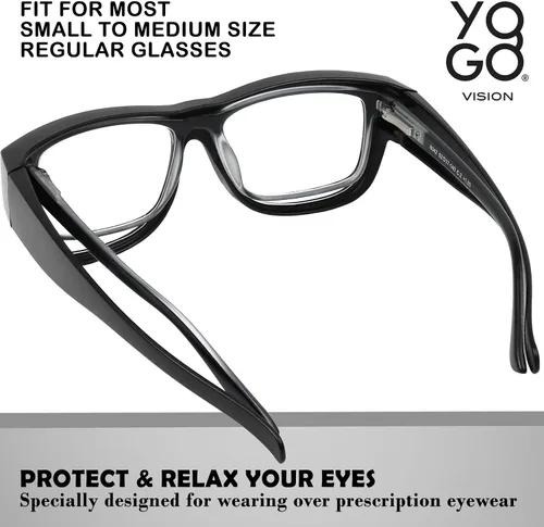 Miniatura 2 de Yogo Vision Fit Over Blue Light Blocking Glasses and Computer Eyewear Wear Over Your Eyeglasses and Readers Rojo metálico