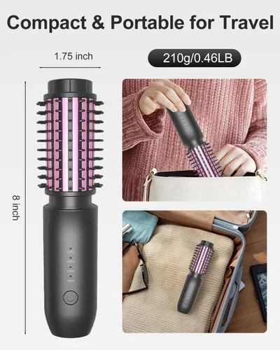 Miniatura 6 de Bestauty - Rizador de pelo portátil inalámbrico de 1.5 pulgadas, rizador de pelo de viaje 2 en 1 y cepillo alisador de pelo, calentamiento rápido, 4