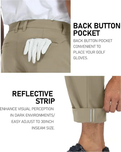 Miniatura 3 de SPECIALMAGIC Pantalones de golf elásticos para hombre, vestido de ajuste relajado, impermeable, casual, de secado rápido, pantalones de trabajo