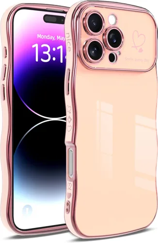 Miniatura 12 de IAIYOXI Funda para iPhone 11 para mujeres y niñas, bonito diseño ondulado con forma rizada, patrón de corazón, protección de cámara elevada, chapado