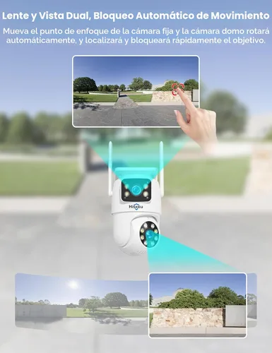 Miniatura 3 de Hiseeu 2Pack Cámara de seguridad inalámbrica, WiFi 5G/2.4G, Cámara PTZ de doble lente para exteriores, Seguimiento de movimiento, Versión nocturna a