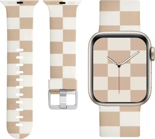 Laffav Compatible con Apple Watch Bandas de 42mm 41mm 40mm 38mm para Mujeres y Hombres, Pulseras de Silicona Suave con Patrón Impreso Indeleble para