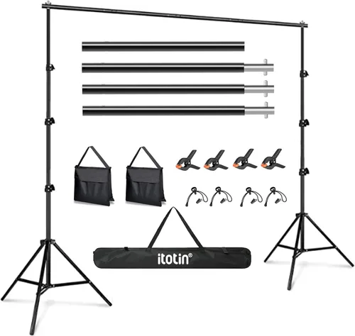 Miniatura 9 de Kit de soporte de fondo para fotos, 6.5 x 10 pies, soporte de fondo de fotografía ajustable con base plana de metal para fiestas de cumpleaños, baby