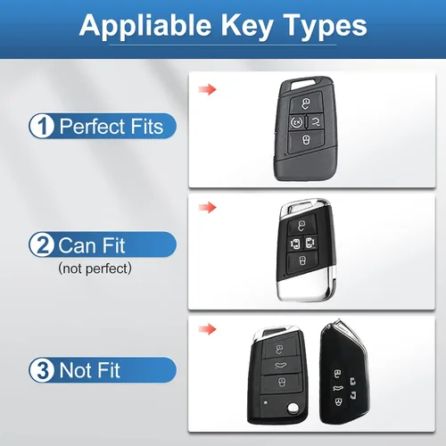 Miniatura 2 de YO&YOYE Compatible con funda para llavero VW Volkswagen con llavero protector de llave de cuero