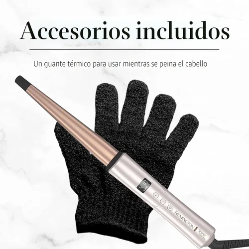 Miniatura 7 de Remington Shine Therapy - Varita rizadora cónica con infusión de aceite de argán y queratina de ½ a 1 pulgada para rizos naturales, incluye guante