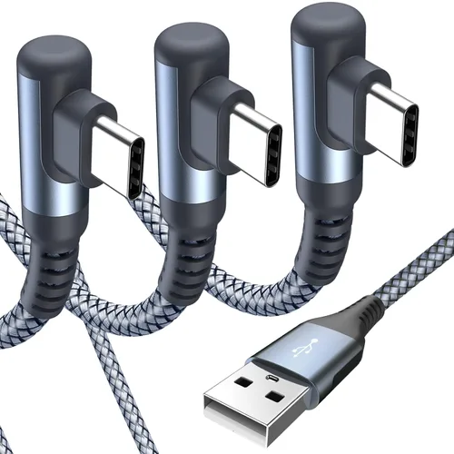 Miniatura 14 de sweguard Cable de carga USB tipo C en ángulo recto [2 unidades, 20 pies] 3.1A cable trenzado de nailon para iPhone 17, 16, 15 Pro Max Plus, iPhone