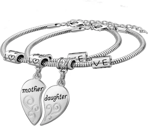 Miniatura 5 de Juego de pulseras dije de corazón para madre e hija, dos piezas
