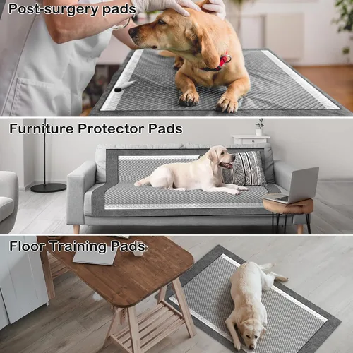 Miniatura 7 de MIZOK Almohadillas para cachorros para perros de 23 x 24 pulgadas, almohadillas para mascotas que eliminan el olor a carbón para perros, absorben