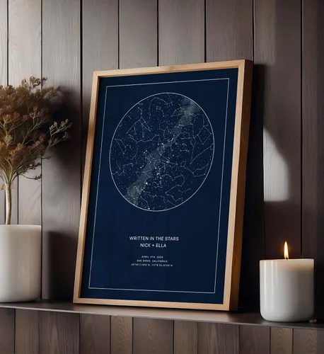Miniatura 5 de CELESTORY Mapa de estrellas personalizado enmarcado con impresión nocturna del cielo, mapa de constelación, carta estelar, regalo de arte de pared