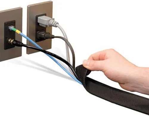 Miniatura 2 de Electriduct Cubierta de cable Dura Race de 5 pulgadas de ancho, protector de cable de gancho y bucle, corrector de alambre - 6 pies - Negro con Raya