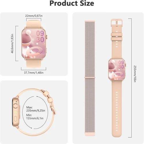 Miniatura 8 de Blackview Reloj inteligente para mujer, 1.91 pulgadas, pantalla táctil HD, con linterna, notificaciones Bluetooth, hacer llamadas, frecuencia