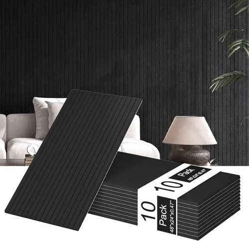 Miniatura 13 de 4 paneles de pared de listones de madera acústica 3D, absorción de sonido con cancelación de ruido, decoración de pared interior de teca natural