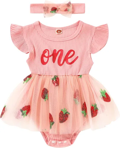 Miniatura 15 de GRNSHTS Traje de bebé niña 1er cumpleaños traje acanalado tul mameluco princesa pastel Smash sesión de fotos ropa + diadema