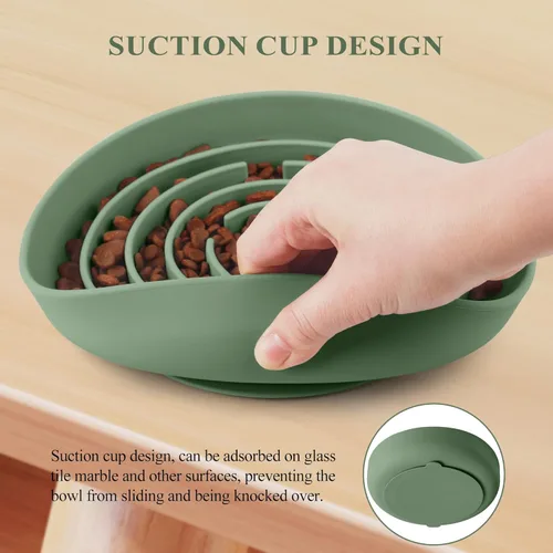 Miniatura 3 de Coomazy Cuencos de Alimentación Lenta para Perros, Cuenco de Silicona para Perros con Ventosas, Alimentador Lento y Diseño Antideslizante, Reductor
