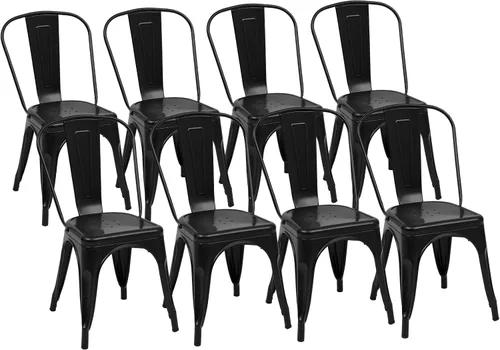 Miniatura 15 de DUMOS Juego de 4 taburetes de bar de altura de mostrador, sillas de comedor apilables de metal de 18 pulgadas, taburetes de bar modernos para isla