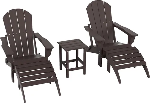 Miniatura 16 de WestinTrends Reposapiés otomano Adirondack para patio al aire libre, taburete de madera de polietileno para todo tipo de clima, ampliamente Azul