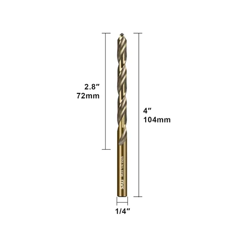 Miniatura 2 de SALI Juego de Brocas de Cobalto, 10 Piezas de 1/4" M35 de Acero de Alta Velocidad Longitud Jobber Kit de Brocas para Metal Endurecido, Acero