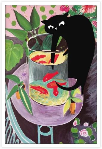 Miniatura 8 de Póster de Arte Gracioso de Gato Negro Vintage Van Gogh Girasol Gato Impreso en Lienzo Arte de Pared de Gato Lindo Estética de Animales