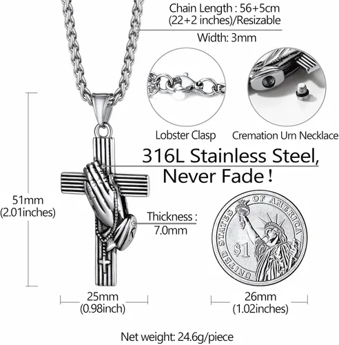 Miniatura 5 de Richsteel Collar de urna para cenizas, joyería de cremación, colgante de recuerdo conmemorativo con cadena