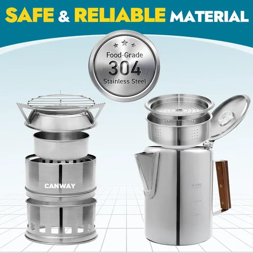 Miniatura 2 de Canway, estufa de camping portátil, mini estufa de leña para acampar para senderismo, viajes, supervivencia, cocina, estufa de acero inoxidable