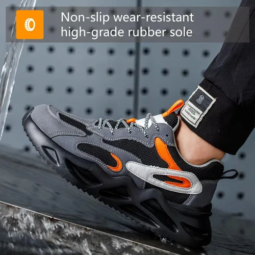 Miniatura 6 de Zapatos de punta de acero para mujeres y hombres, zapatos de seguridad de trabajo de ajuste ancho, ligeros, antideslizantes, cómodos, compuestos