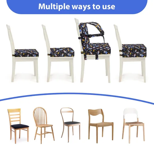 Miniatura 6 de Asiento elevador para niños pequeños para mesa de comedor, hebilla de seguridad ajustable, asiento elevador para niños con respaldo, PU impermeable