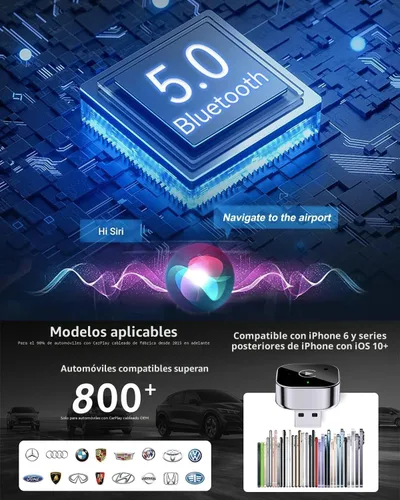 Miniatura 6 de Adaptador Inalámbrico CarPlay y Dongle Android Auto, Conexión Automática Rápida, Convertidor Inalámbrico CarPlay Compacto Plug & Play para iPhone