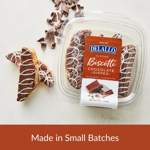 Miniatura 2 de DeLallo Galletas de biscotti bañadas en chocolate, receta italiana auténtica horneada dos veces, galletas toscanas totalmente naturales sumergidas