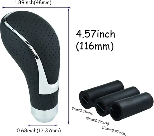 Miniatura 4 de Pomo de palanca de cambios de cuero para la mayoría de vehículos automáticos manuales (negro 1)