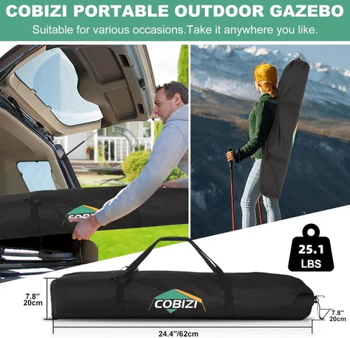 Miniatura 9 de COBIZI Tienda de campaña de 10 x 10 pies para camping, toldo de camping desplegable con paredes laterales, tienda de campaña portátil