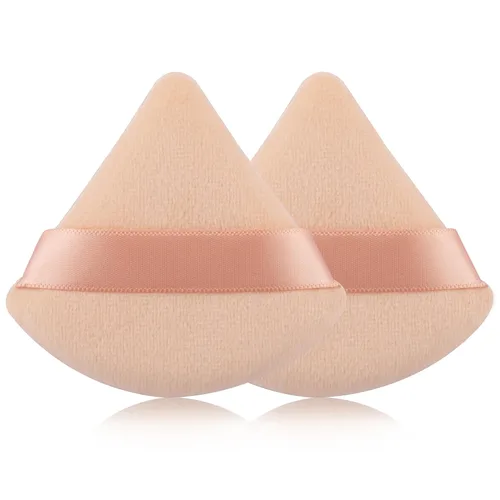 EVAOUXIU - 2 piezas de polvo triangular para polvo facial, esponja suave de felpa, esponja cosmética de terciopelo, herramientas de maquillaje de 2