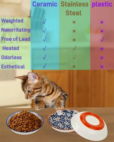 Miniatura 7 de Paquete de 3 cuencos antideslizantes para gatos, cuencos de cerámica para gatos que no se derraman, juego de platos de 5.5 pulgadas para gatos