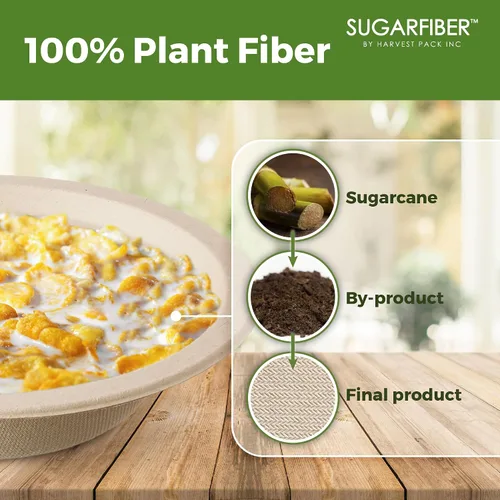 Miniatura 3 de Harvest Pack GOURMET SHOWCASE - [50 unidades] Cuencos de papel redondos de 12 onzas libres de PFAS - Cuencos de bagazo compostables, resistentes
