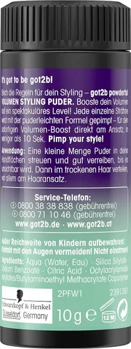 Miniatura 8 de Got2B Schwarzkopf POWDER'ful - Polvo texturizador unisex para raíces del cabello, para volumen instantáneo y refuerzo de raíces, vegano, 10g