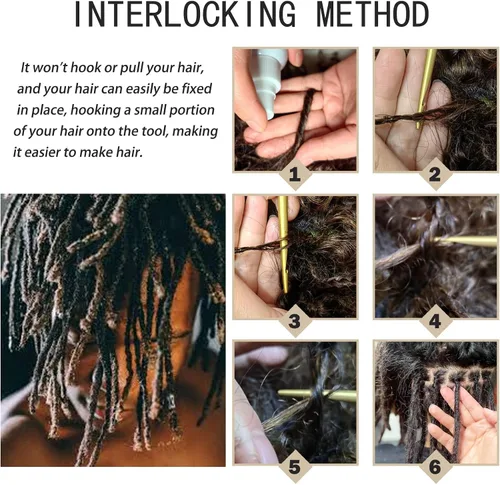 Miniatura 5 de Herramienta de entrelazado, para rastas Microlock, herramientas de reapriete sin esfuerzo para rastas y hermanas, peinados, agujas de ganchillo