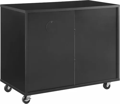 Miniatura 10 de Crosley Furniture Carlo - Consola de almacenamiento de discos rodantes, soporte móvil para tocadiscos, soporte para discos de vinilo, color negro
