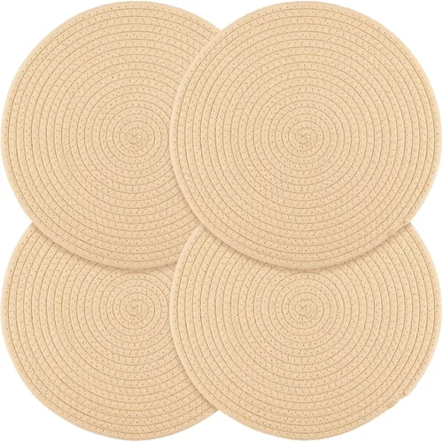 Billbotk Juego de 4 manteles individuales redondos tejidos de 13 pulgadas para mesa de comedor, almohadillas calientes para cocina, salvamanteles