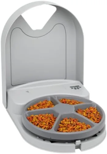 Alimentador automático para perros PetSafe, 5 comidas, capacidad de 40 oz, plástico, para alimentos secos, para múltiples mascotas