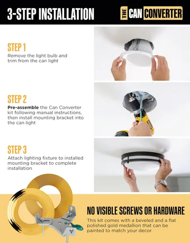 Miniatura 5 de The Can Converter R56 - Kit de conversión de luz empotrada para lata con medallón de techo plano y biselado de 7 pulgadas, mejoras para el hogar