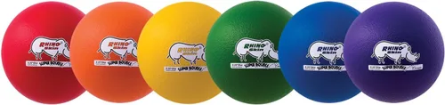 Miniatura 6 de Champion Sports Juego de bolas de dodgeball de rebote súper alto de piel de rinoceronte de 6.3 pulgadas