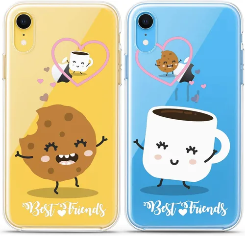 Miniatura 7 de Fundas a juego para parejas compatibles con iPhone 16 15 14 13 12 11 Pro Max Mini Xs X 6s 8 Plus 7+ Xr 10 SE 5 Cookie Coffee Gift Best Friend Kawaii