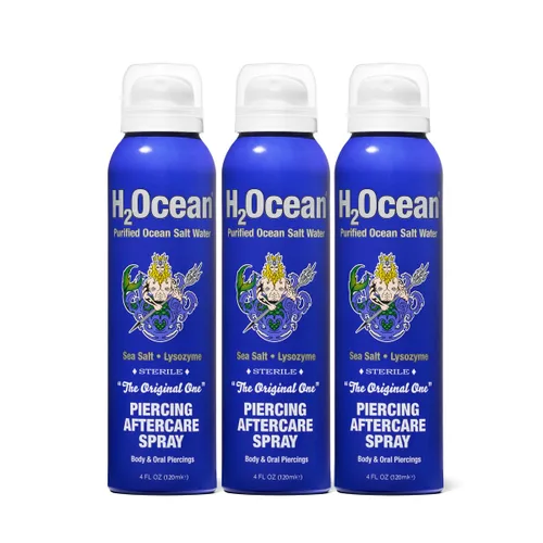 Miniatura 11 de Aerosol para cuidado de perforaciones corporales H2Ocean, agua salada marina purificada, 1.5 onzas líquidas, Azul