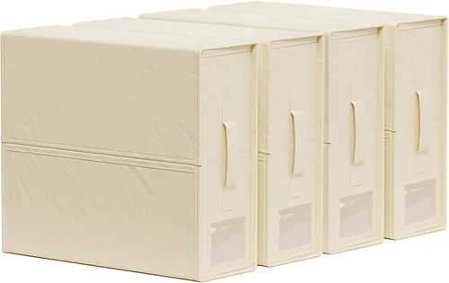 SheetCube Organizadores de Sábanas para Cama y Almacenamiento Paquete de 4, Organizador de Armario de Ropa Blanca Plegable con Ventana y Etiqueta,
