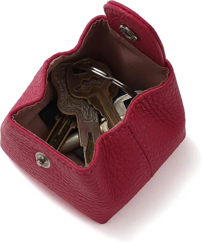 Miniatura 32 de Cockatoo Monedero de cuero genuino para cambio, mini billetera con bolsillo a presión para hombres y mujeres, Rojo (Aurora Red), Casual