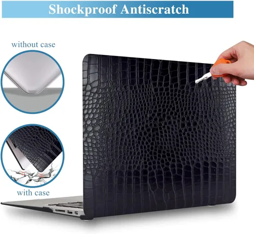 Miniatura 3 de Compatible con Funda para MacBook Air de 13 Pulgadas con Diseño de Cocodrilo 2021 2020 2019 2018 M1 A2337 A2179 A1932, Texturizada Elegante Lujosa