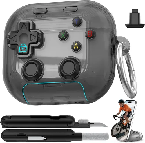 Miniatura 15 de Funda para AirPods Pro 3, con botón presionable, bloqueo de seguridad y soporte para teléfono, funda de regalo divertida para mujeres y hombres